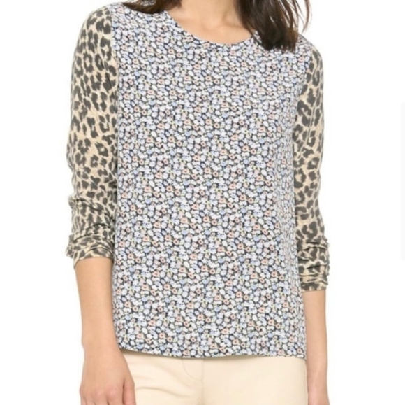 Equipment Liam Silk Floral Leopard Print Blouse Size Medium - Picture 1 of 10